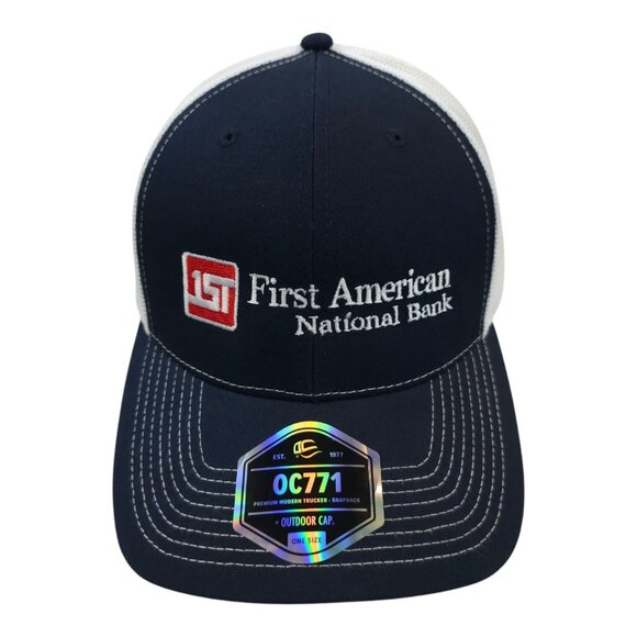 First American National Bank Mesh Snapback Cap Trucker Embroidered Hat NWOT - Picture 9 of 14